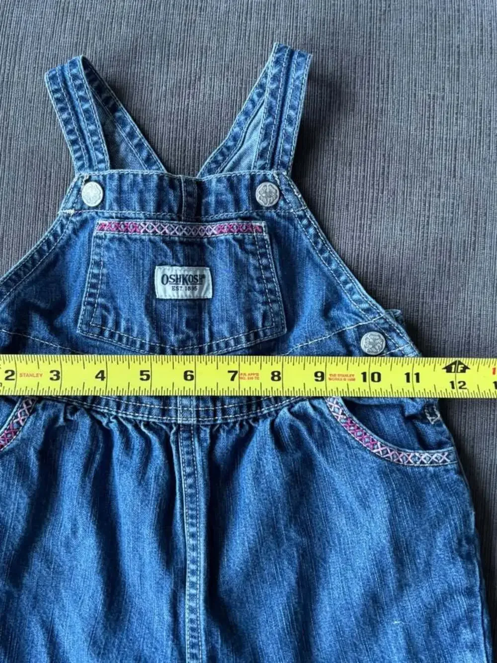 VTG 90s OshKosh B’gosh Baby Girl Floral Embroidered Denim Overalls 18M Rose